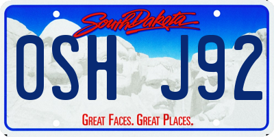 SD license plate 0SHJ92