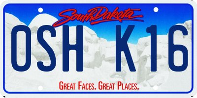 SD license plate 0SHK16