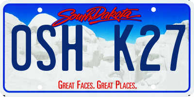 SD license plate 0SHK27