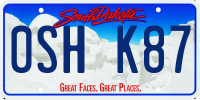 SD license plate 0SHK87