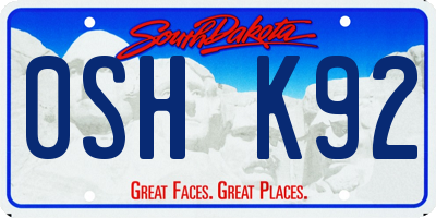 SD license plate 0SHK92