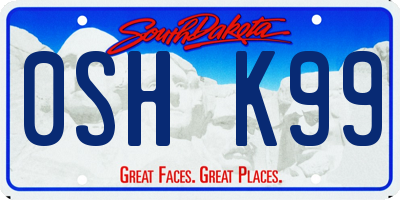 SD license plate 0SHK99