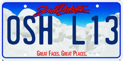 SD license plate 0SHL13