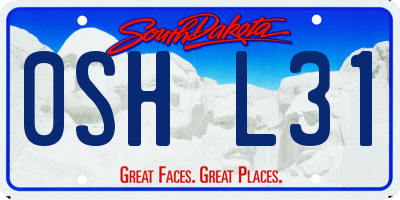 SD license plate 0SHL31