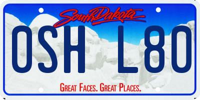 SD license plate 0SHL80