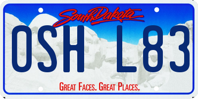 SD license plate 0SHL83