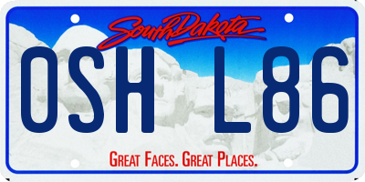 SD license plate 0SHL86