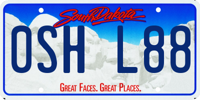 SD license plate 0SHL88