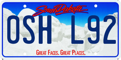 SD license plate 0SHL92
