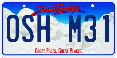 SD license plate 0SHM31