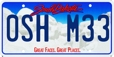 SD license plate 0SHM33