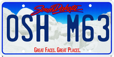SD license plate 0SHM63