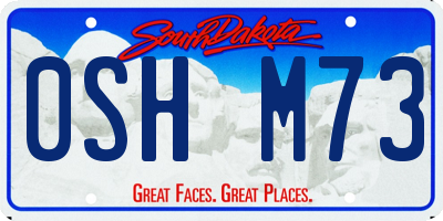 SD license plate 0SHM73