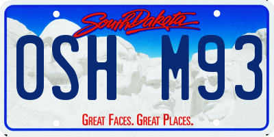 SD license plate 0SHM93
