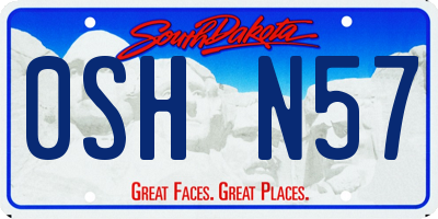 SD license plate 0SHN57