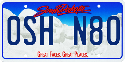 SD license plate 0SHN80