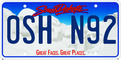 SD license plate 0SHN92
