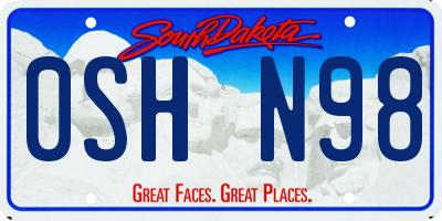 SD license plate 0SHN98