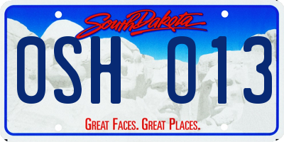 SD license plate 0SHO13