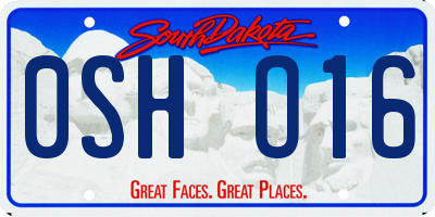 SD license plate 0SHO16