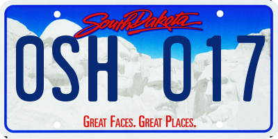 SD license plate 0SHO17