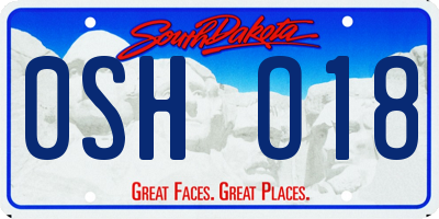SD license plate 0SHO18