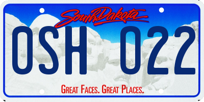 SD license plate 0SHO22