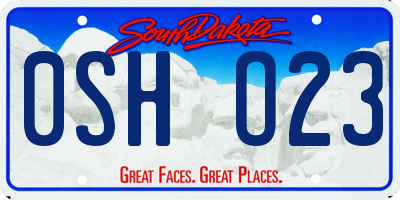 SD license plate 0SHO23