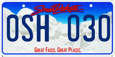 SD license plate 0SHO30