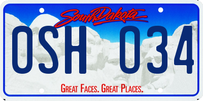 SD license plate 0SHO34