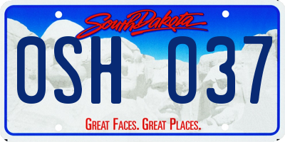 SD license plate 0SHO37
