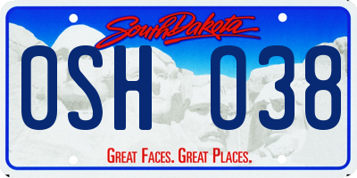 SD license plate 0SHO38