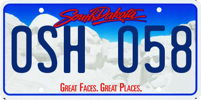 SD license plate 0SHO58