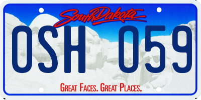 SD license plate 0SHO59