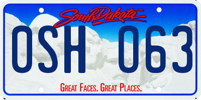 SD license plate 0SHO63