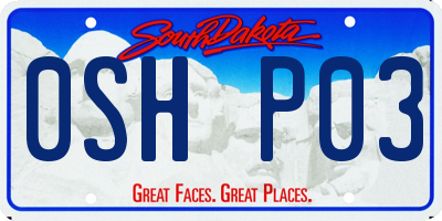 SD license plate 0SHP03