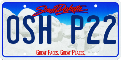 SD license plate 0SHP22