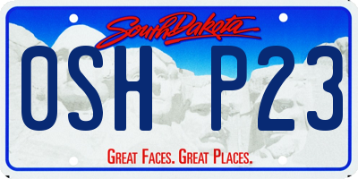 SD license plate 0SHP23