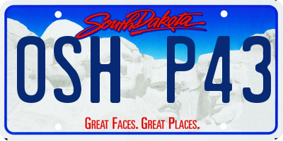 SD license plate 0SHP43