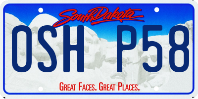 SD license plate 0SHP58