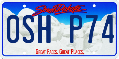 SD license plate 0SHP74