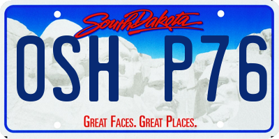 SD license plate 0SHP76