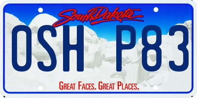 SD license plate 0SHP83