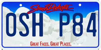 SD license plate 0SHP84