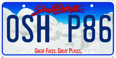 SD license plate 0SHP86
