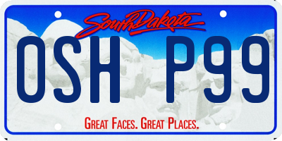 SD license plate 0SHP99