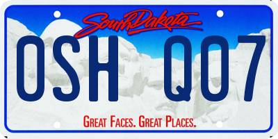 SD license plate 0SHQ07
