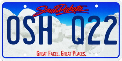 SD license plate 0SHQ22