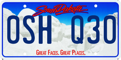 SD license plate 0SHQ30