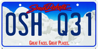 SD license plate 0SHQ31